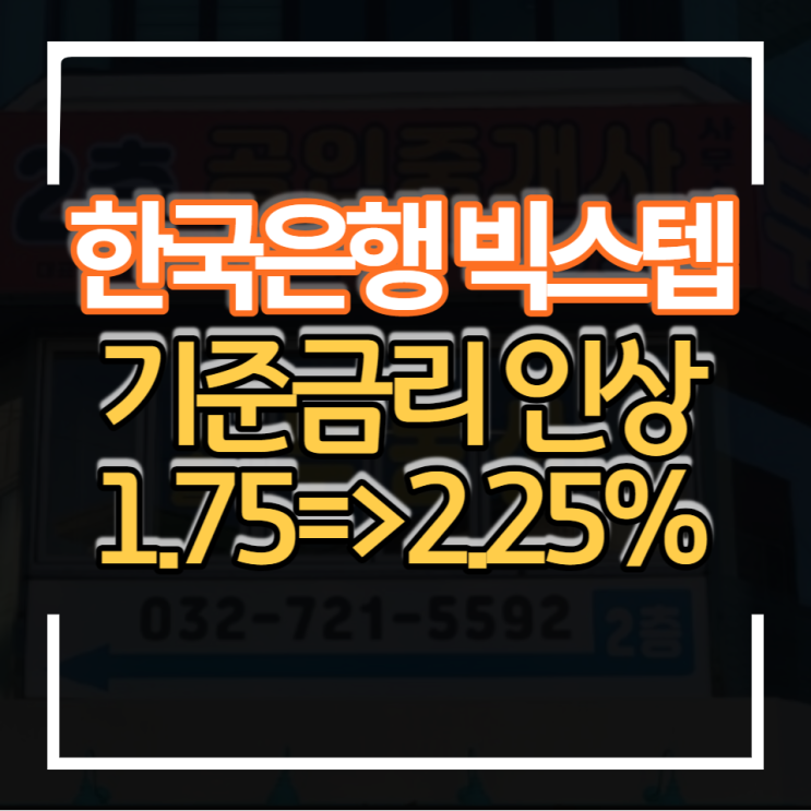  2022년 7월 13일 금융위 한국은행 기준금리 0.5% 빅스텝 인상 발표로 현재 기준금리 2.25%경제 부동산 전망