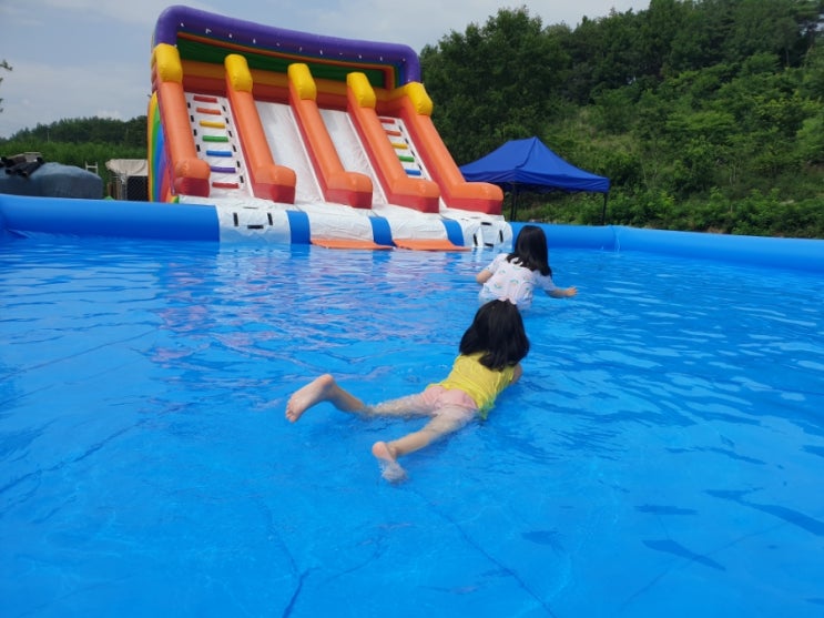  대구 근교 신상 무료 워터파크 카페지 물놀이 너무 좋다!! 영천 워터 슬라이드 재밌네!!