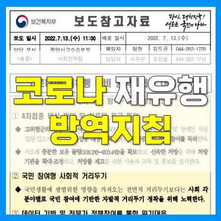 코로나재유행 방역지침(백신 4차 접종 대상자, 치료약, 사회적 거리두기, 해외입국자)