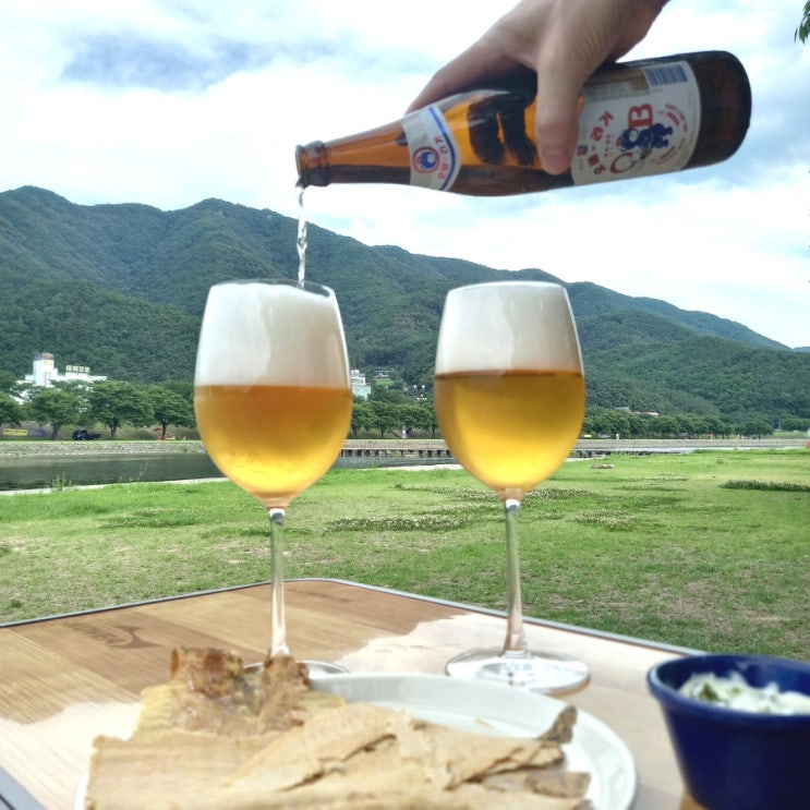 캠핑맥주안주 건영당 대패오징어 술안주 _ 노지캠핑 청도무료캠핑장 운문댐