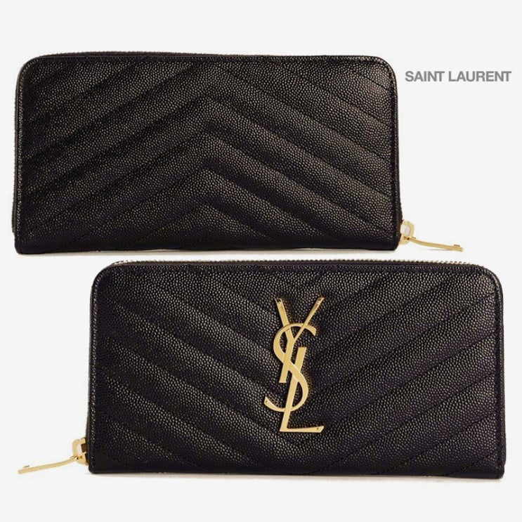  생로랑 22SS MONOGRAM 마테라쎄 집어라운드 월넷 BK