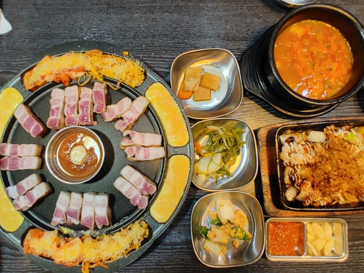  영종도 운서역 회식 스카이72 맛집 문어부인삼교비 삼겹살