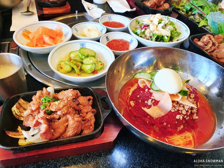  충남 천안 맛집 연화갈비밀면 고기 주는 밀면 식당