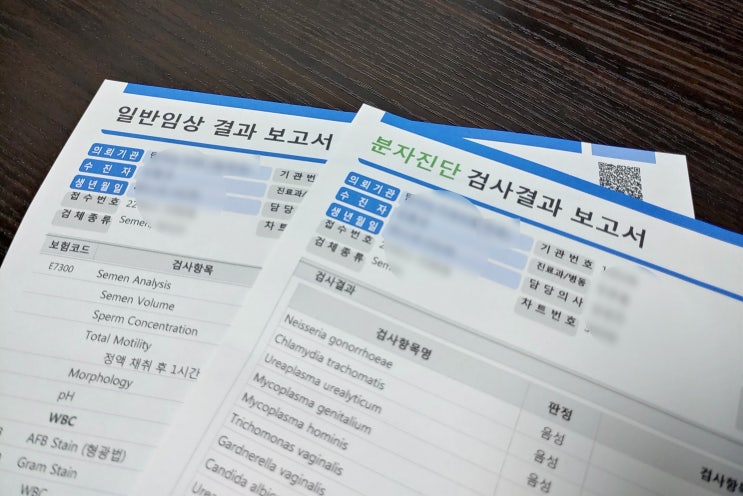  남자 STD 12종 PCR 검사 종류와 결과