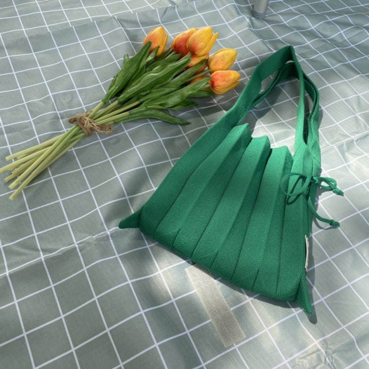  [제품 리뷰] 조셉앤스테이시 니트백 그린 S 후기 - Lucky Pleats Knit S Jelly Green