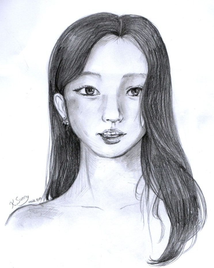  장원영 연필 초상화 그리기