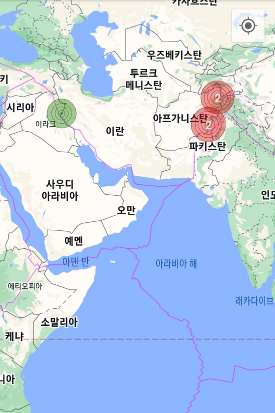  세계지진발생현황(2022년7월19일)