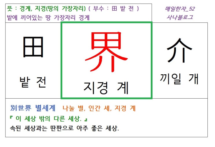  매일한자 공부하기(52) 지경 계