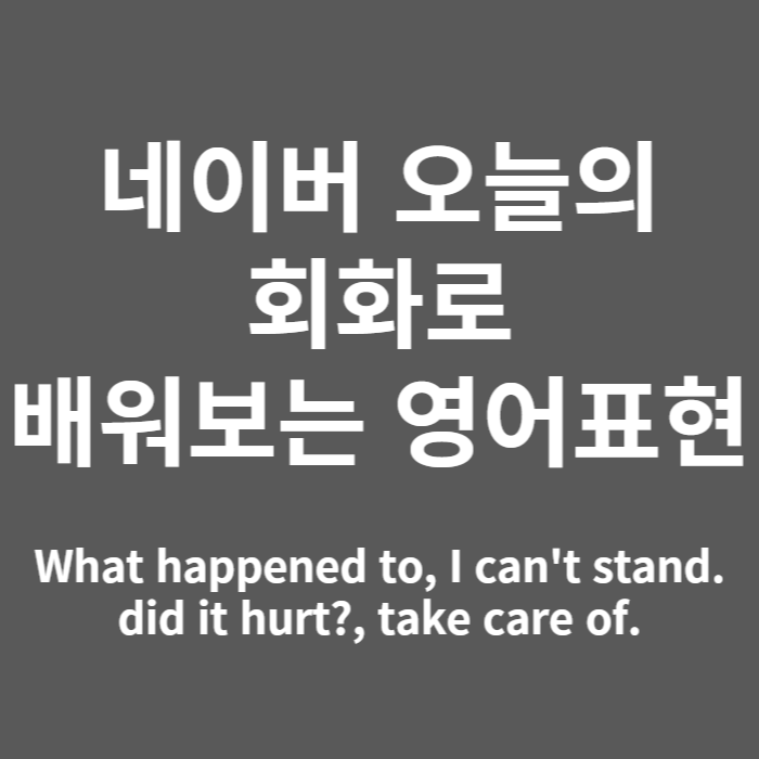 네이버 오늘의 회화에서 배워보는 영어(What happened to, I can't stand)