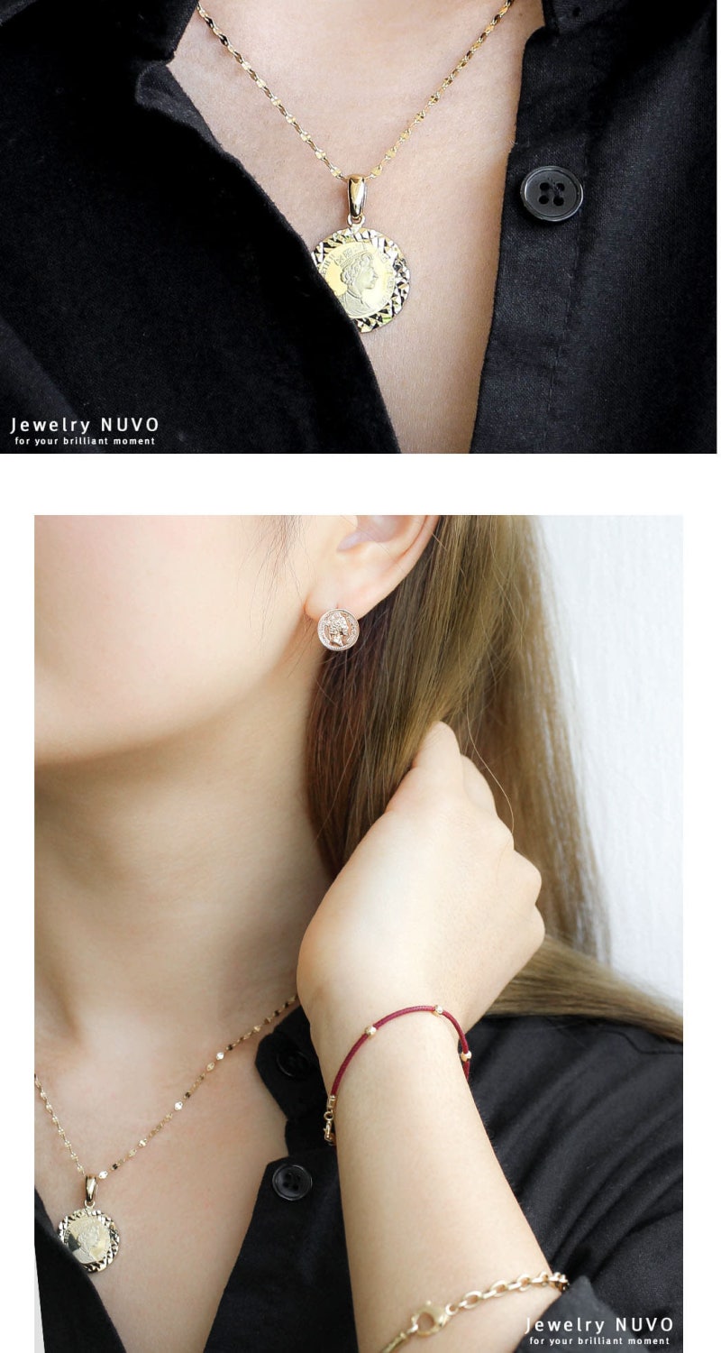 핸드 컷팅이 매력적인 14K 핑크골드 코인 목걸이 : 네이버 블로그