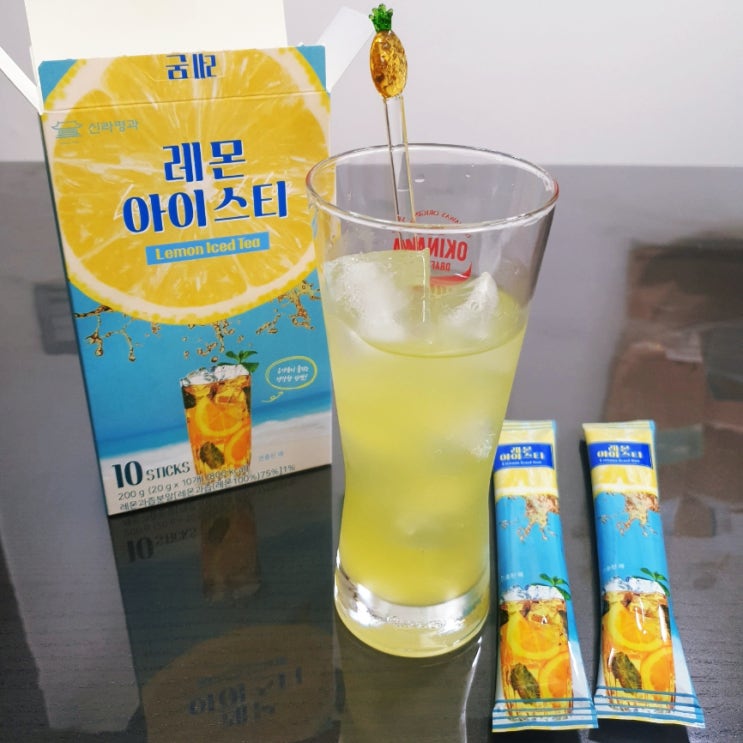  신라명과 아이스티 자일로스설탕으로 만든 건강한 아이스티