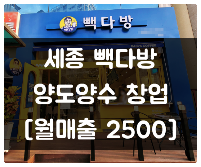 세종 빽다방 양도양수 창업 (매출 2500 매물)