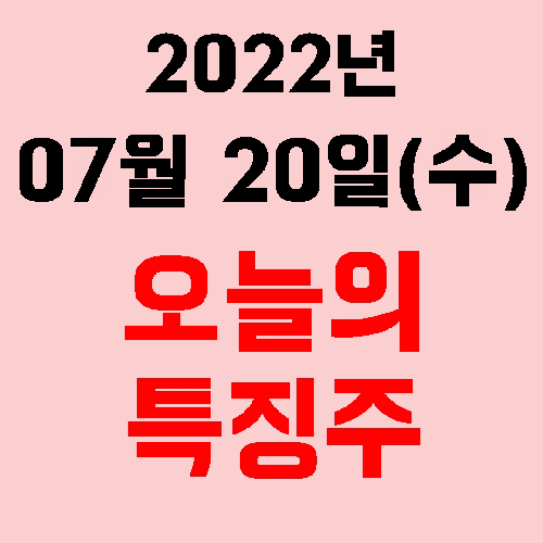  오늘의 시장 특징주 2022년 07월 20일(수)