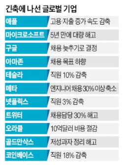 긴축에 나선 글로벌 기업들.. 애플,MS,구글,아마존,테슬라....