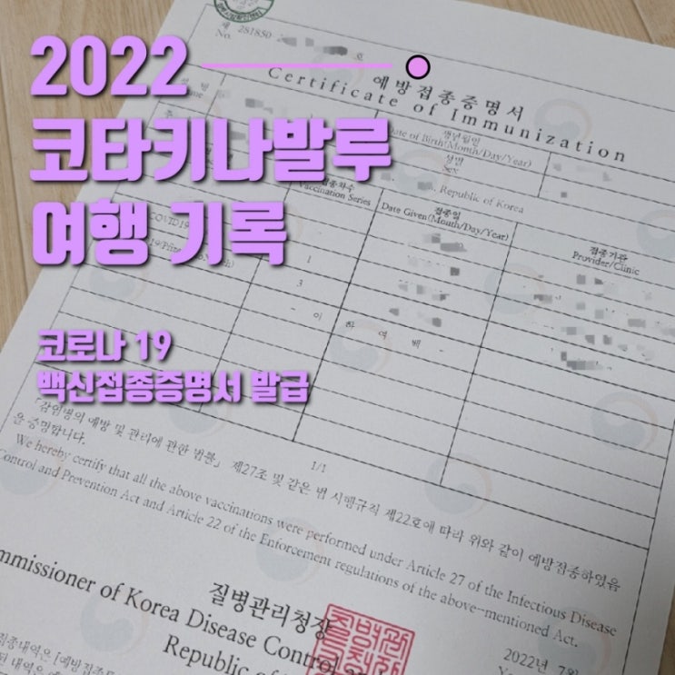  코타키나발루 해외여행에 필요한 영문 백신 접종 증명서 발급받는 방법