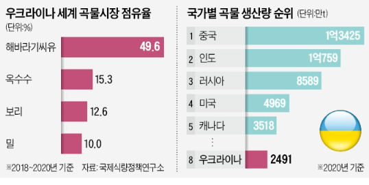 우크라 밀·옥수수 2000만t 수출길, 러시아  협의