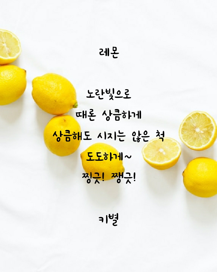 레몬 (감성글귀)(노란빛)(상큼)(도도)(찡긋)(쨍긋)