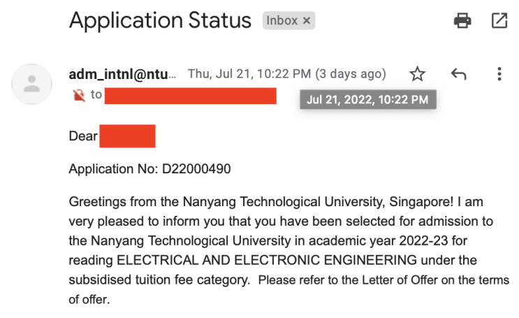  싱가포르 난양공대(NTU) 합격, NUS 불합격 + 해외  유학에 대한 짧은 생각