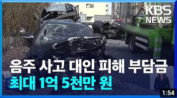 음주 사고 시 운전자 대인 피해 부담금, 1천만 원 → 1억 5천만 원 / KBS 음주 사고 시 운전자 대인 피해 부담금, 1천만 원 → 1억 5천만 원 / KBS