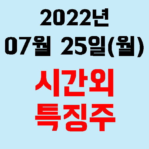  오늘의 시간외 특징주 2022년 07월 25일(월)
