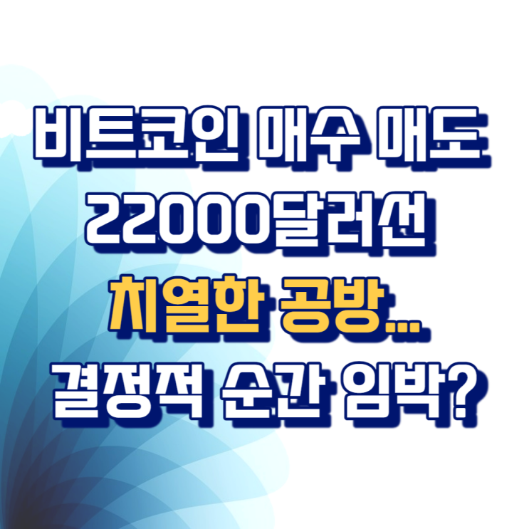 비트코인 매수-매도 22000달러선 치열한 공방...결정적 순간 임박?
