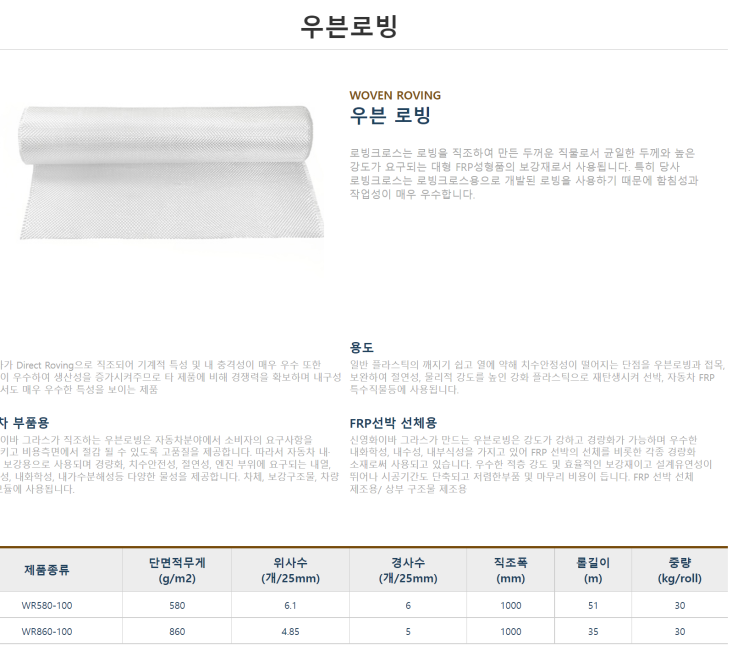  화이바글라스 우븐로빙