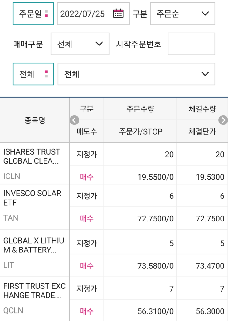 친환경 ETF 4대장 1차 매수 : ICLN, QCLN, TAN, LIT