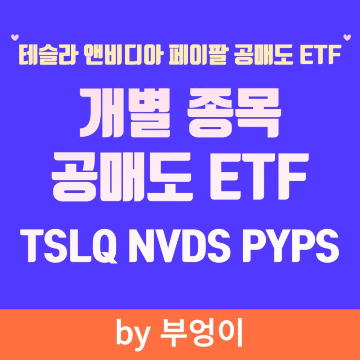 테슬라, 엔비디아, 페이팔 미국 공매도 ETF - TSLQ, NVDS, PYPS (Short TSLA, NVDA, PYPL)