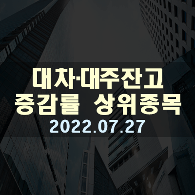 대차·대주거래 잔고 증감률 상위종목(22.07.27)
