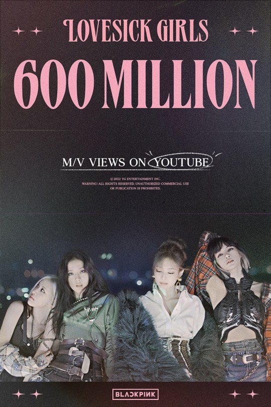 <b>블랙핑크</b>, 'Lovesick <b>Girls</b>' 뮤직비디오 6억뷰 돌파