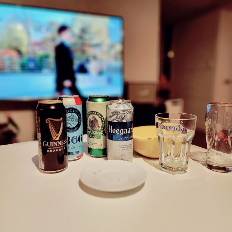  홈술 맥주파티 노브랜드 맥주 기네스 드래프트 호가든 카프치너바이스비어 1866블랑쉬