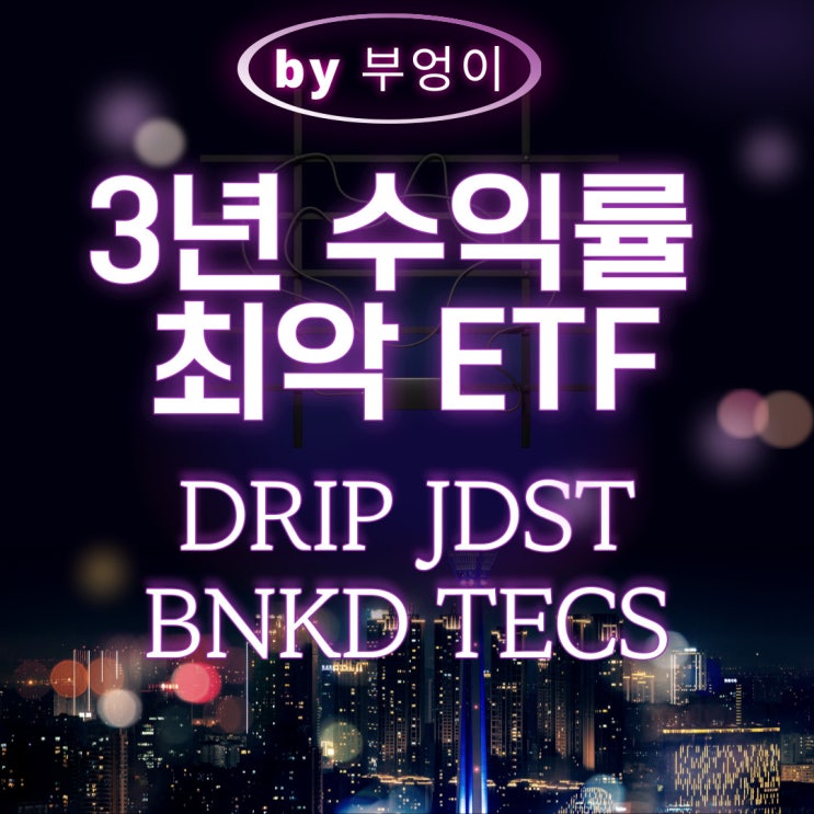 최근 3년 수익률 최악의 미국 ETF - DRIP, JDST, BNKD, TECS 최근 3년 수익률 최악의 미국 ETF - DRIP, JDST, BNKD, TECS