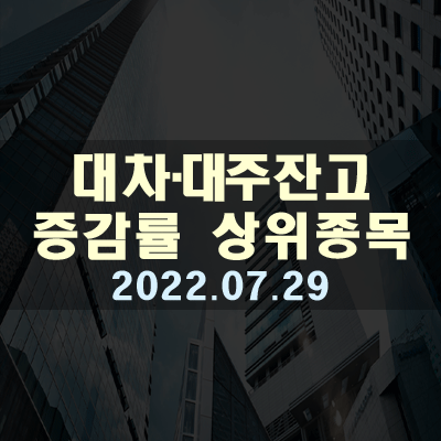  대차·대주거래 잔고 증감률 상위종목(22.07.29)
