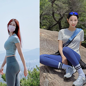 핫한 여자 등산 레깅스 패션