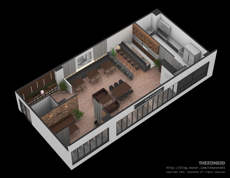  [BAR] 와인바 인테리어 디자인 3D투시도, 아이소메트릭, 평면도 도면설계