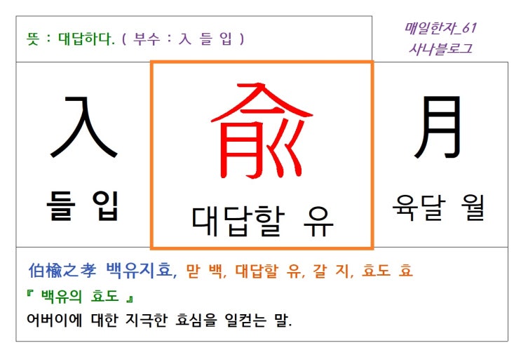  매일한자 공부하기(61) 대답할 유