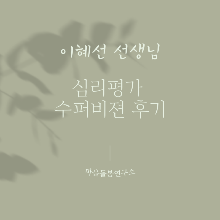  이혜선 선생님 심리평가 수퍼비젼 후기