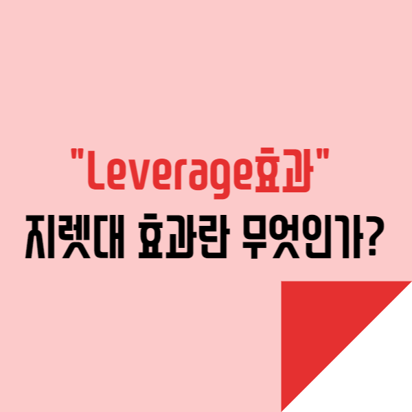  "레버리지(Leverage)효과" 지렛대 효과란 무엇인가?