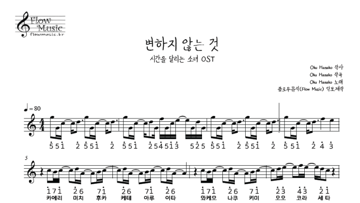  시간을 달리는 소녀 - 변하지 않는 것 칼림바악보