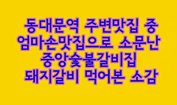  동대문역 주변맛집 중 엄마손맛집으로 소문난 중앙숯불갈비집 돼지갈비 먹어본 소감