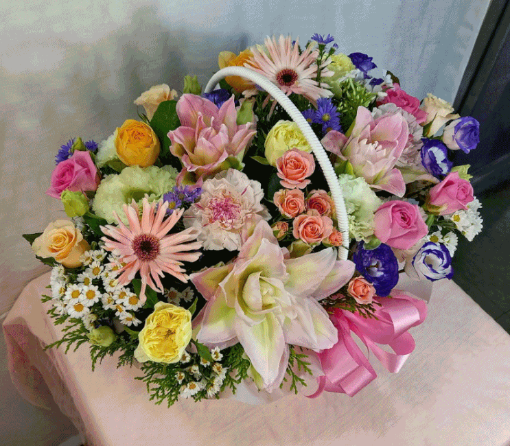  결혼축하드립니다! 예비 신부님이  시댁  인사차  주문하신 꽃바구니 일산 꽃집 주엽 꽃집 킨텍스 꽃집, 주엽 플라워