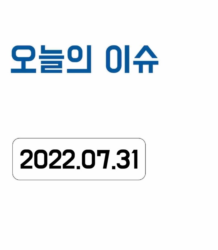  [오늘의 이슈] 2022년 7월 31일 오늘의 이슈