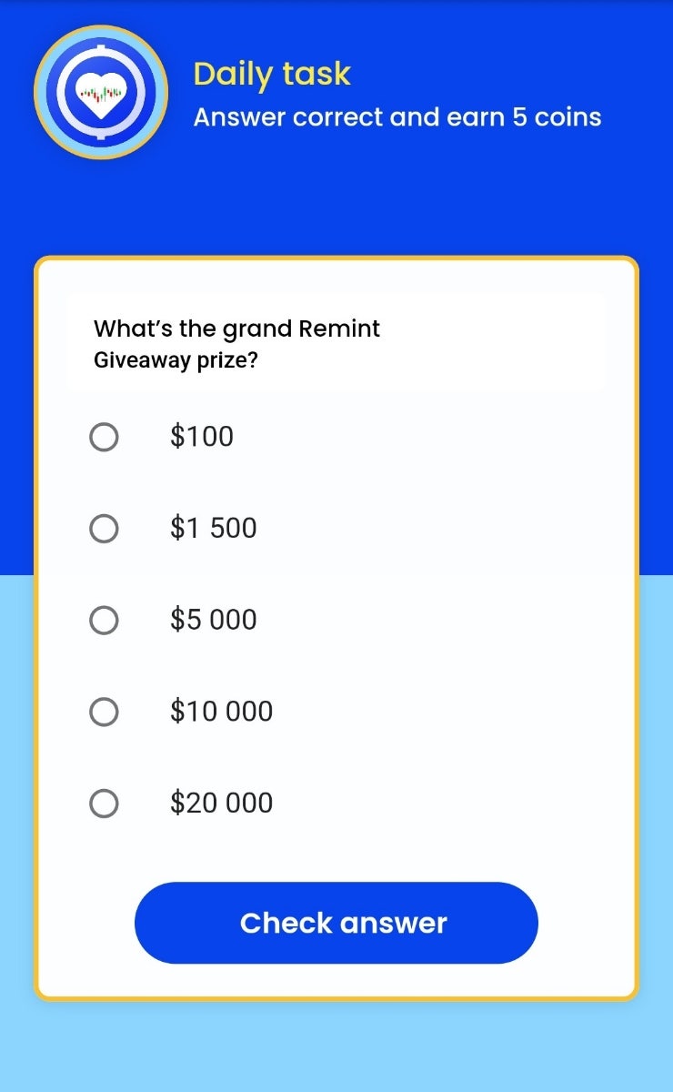 Remint daily tasks(레민트 일일퀴즈)   - What's the grand Remint Giveaway prize?  웅대한 Remint Giveaway 상품은 무엇