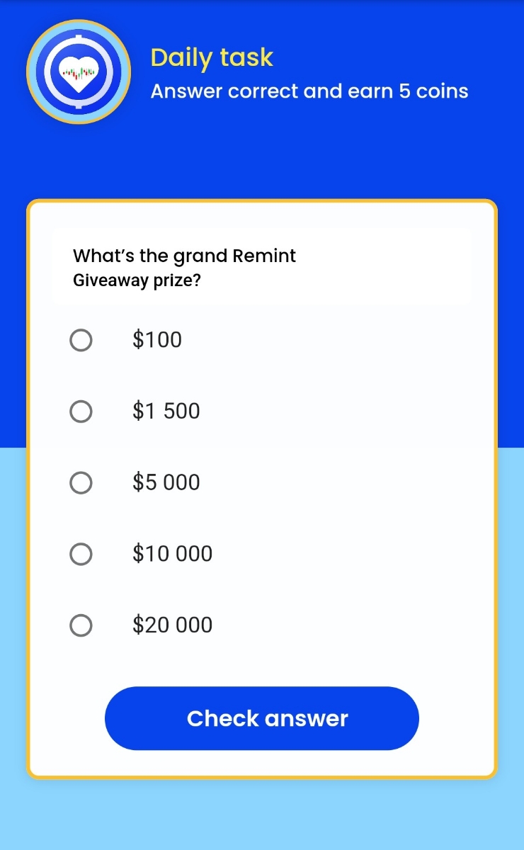  Remint daily tasks(레민트 일일퀴즈)   - What's the grand Remint Giveaway prize?  웅대한 Remint Giveaway 상품은 무엇