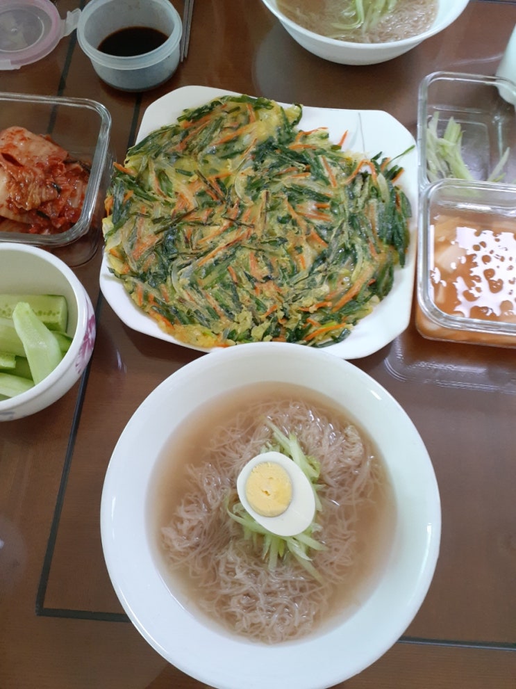  냉면과 부추부침개 ,간장고추장아찌만드는법, 마늘간장장아찌만드는법