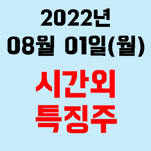 오늘의 시간외 특징주 2022년 08월 01일(월)