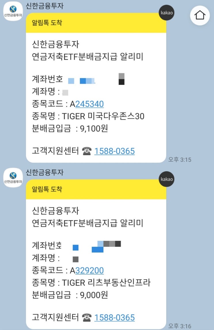  연금 계좌 배당금 입금.TIGER ETF 다우존스30,미국MSCI리츠, 리츠부동산인프라