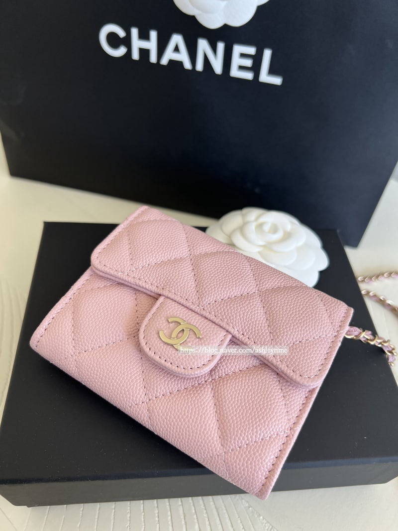 샤넬 클래식 캐비어 체인 카드지갑 연핑크/로즈 클레어 AP0238 언박싱 : 네이버 블로그