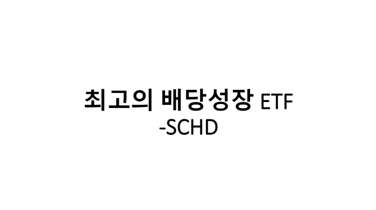  [배당성장 ETF] 최고의 배당 ETF -SCHD