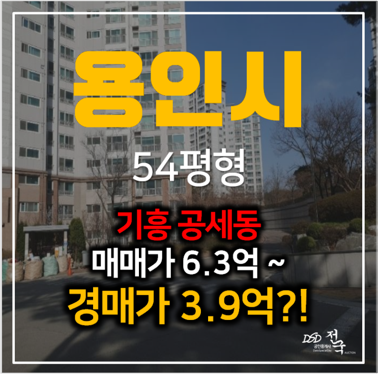 용인아파트경매 공세동 탑실마을 대주피오레 54평형 3억대 !